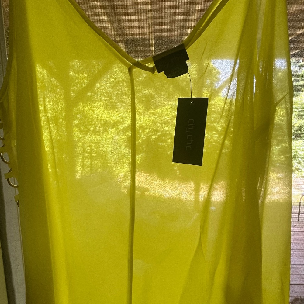 City Chic Vibrant Yellow Sheer maxi